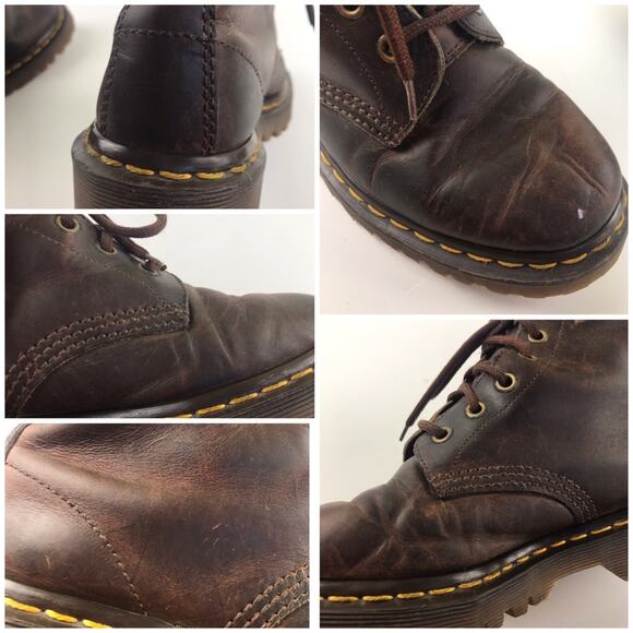 Vintage 90s Doc Dr Martens 1460 Style Leather Made in England Round Logo Boots - Picture 14 of 15